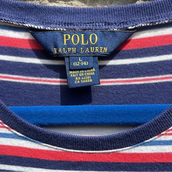 Polo by Ralph Lauren red white and blue Striped Cotton Kids Dress - Picture 3 of 7